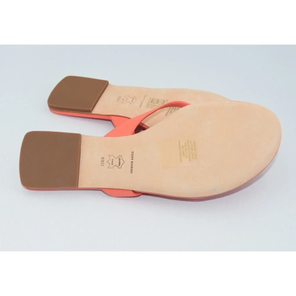 Tory Burch Leather Capri Medallion Classic Thong Flip Flop Sandals Size 9.5M